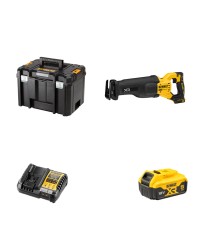 Scie sabre 18V DCS386NT-XJ + 1 batterie 18V 5 Ah + 1 chargeur DCB1104-QW DEWALT