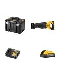 Scie sabre 18V DCS386NT-XJ + 1 batterie 18V 5 Ah Powerstack + 1 chargeur DCB1104-QW DEWALT