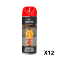 Lot de 12 Traceurs de chantier fluorescent 360° IDEAL SPRAY Rouge SOPPEC