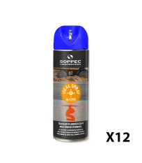Lot de 12 Traceurs de chantier fluorescent 360° IDEAL SPRAY Bleu SOPPEC