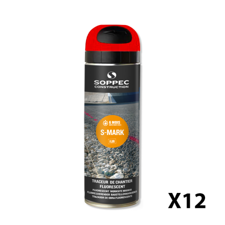 Lot de 12 Traceurs de chantier fluorescent S MARK Rouge SOPPEC