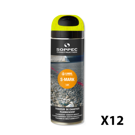 Lot de 12 Traceurs de chantier fluorescent S MARK Jaune SOPPEC