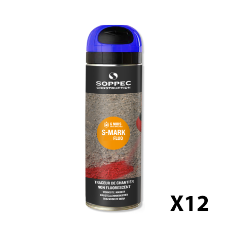 Lot de 12 Traceurs de chantier fluorescent S MARK Bleu SOPPEC