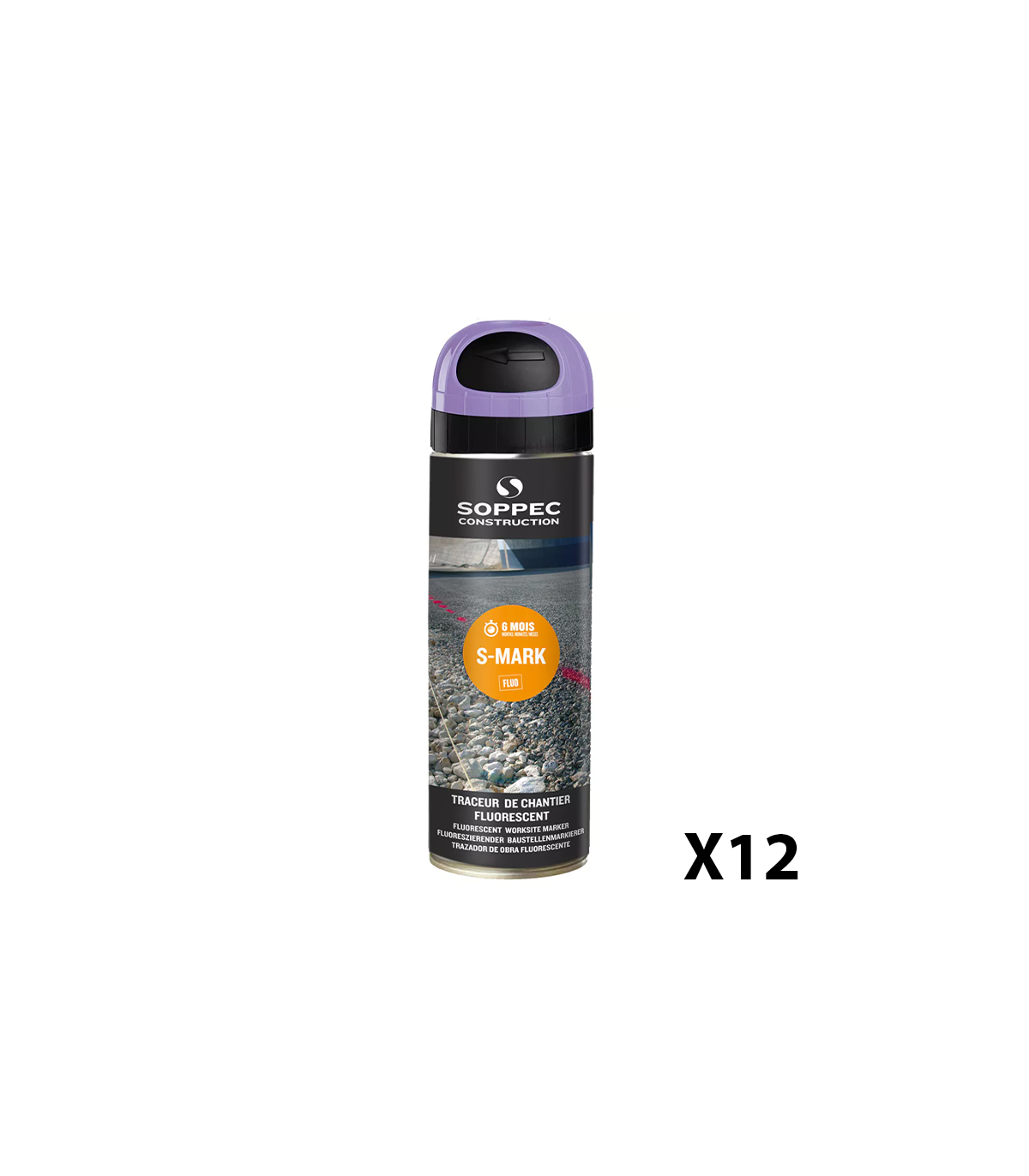 Lot de 12 Traceurs de chantier fluorescent S MARK Violet SOPPEC