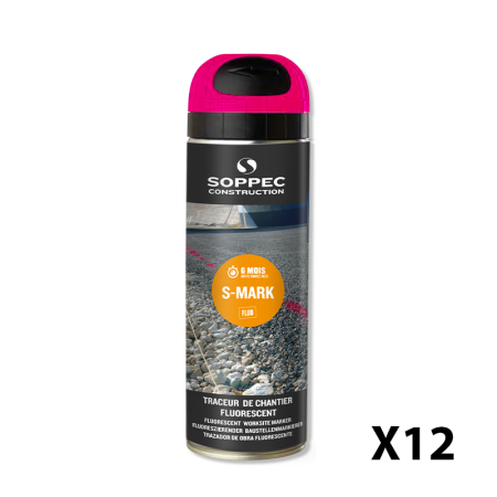 Lot de 12 Traceurs de chantier fluorescent S MARK Rose SOPPEC