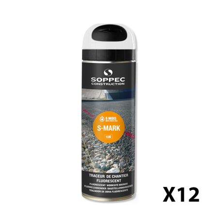 Lot de 12 Traceurs de chantier non fluorescent S MARK Blanc SOPPEC