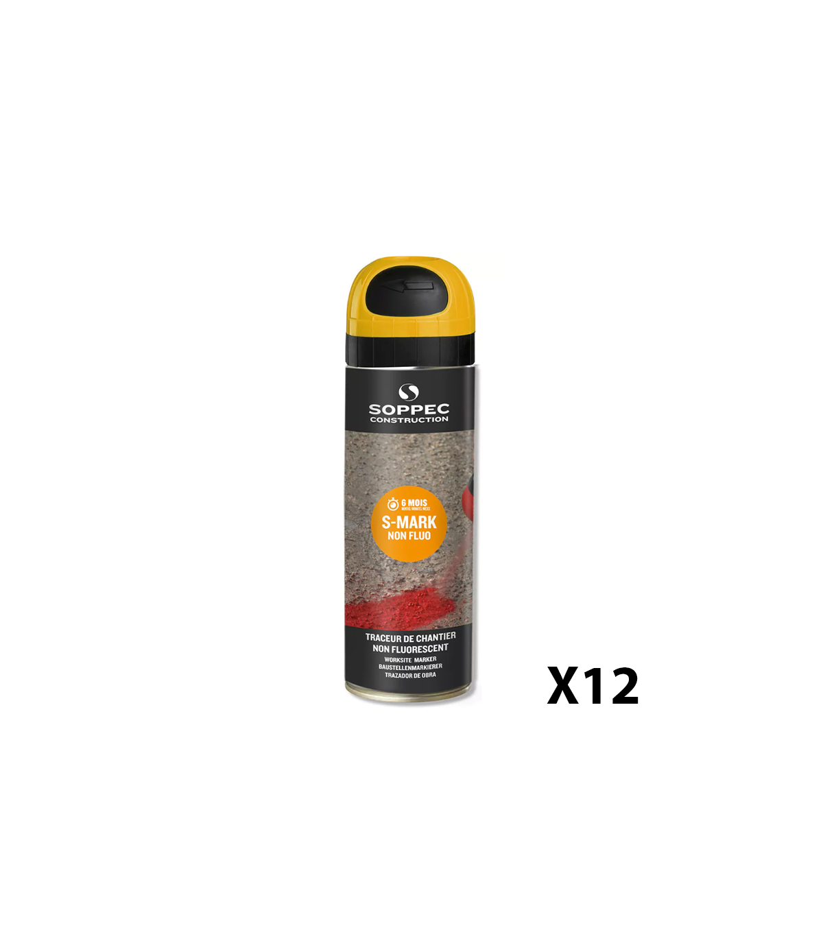 Lot de 12 Traceurs de chantier non fluorescent S MARK Jaune SOPPEC