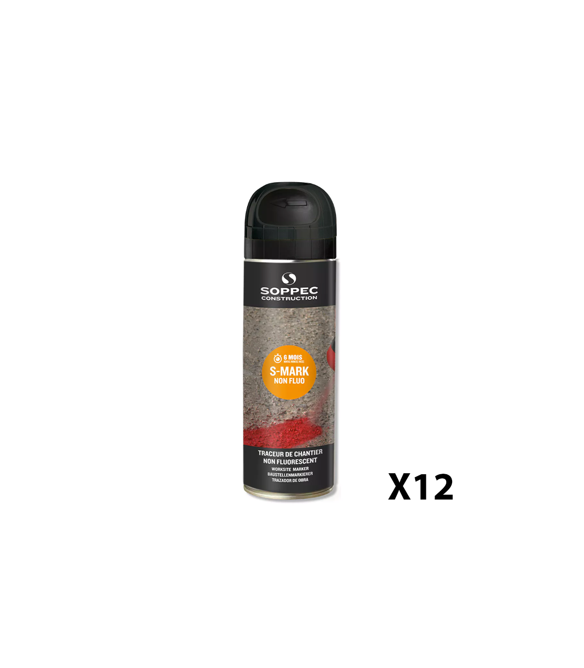 Lot de 12 Traceurs de chantier non fluorescent S MARK Noir SOPPEC