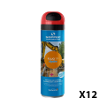 Lot de 12 Traceurs de chantier à l'eau très fluorescent FLUO TP HYDRO Rouge SOPPEC