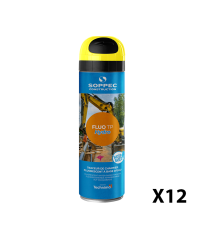 Lot de 12 Traceurs de chantier à l'eau très fluorescent FLUO TP HYDRO Jaune SOPPEC