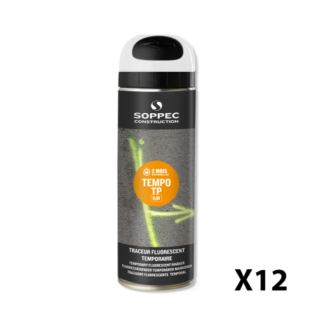 Lot de 12 Traceurs de chantier fluorescent TEMPO TP Blanc SOPPEC