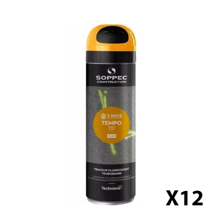 Lot de 12 Traceurs de chantier fluorescent TEMPO TP Orange SOPPEC