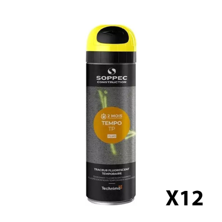 Lot de 12 Traceurs de chantier fluorescent TEMPO TP Jaune SOPPEC