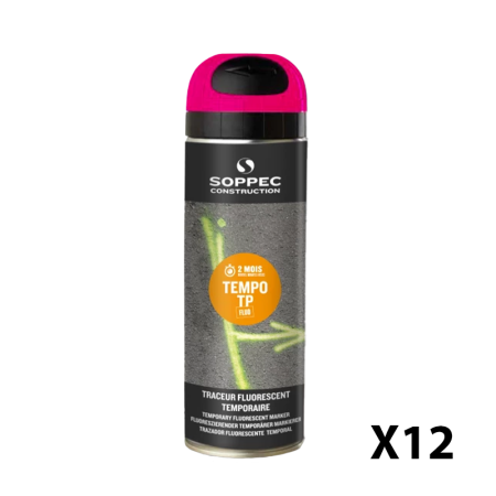 Lot de 12 Traceurs de chantier fluorescent TEMPO TP Cerise SOPPEC