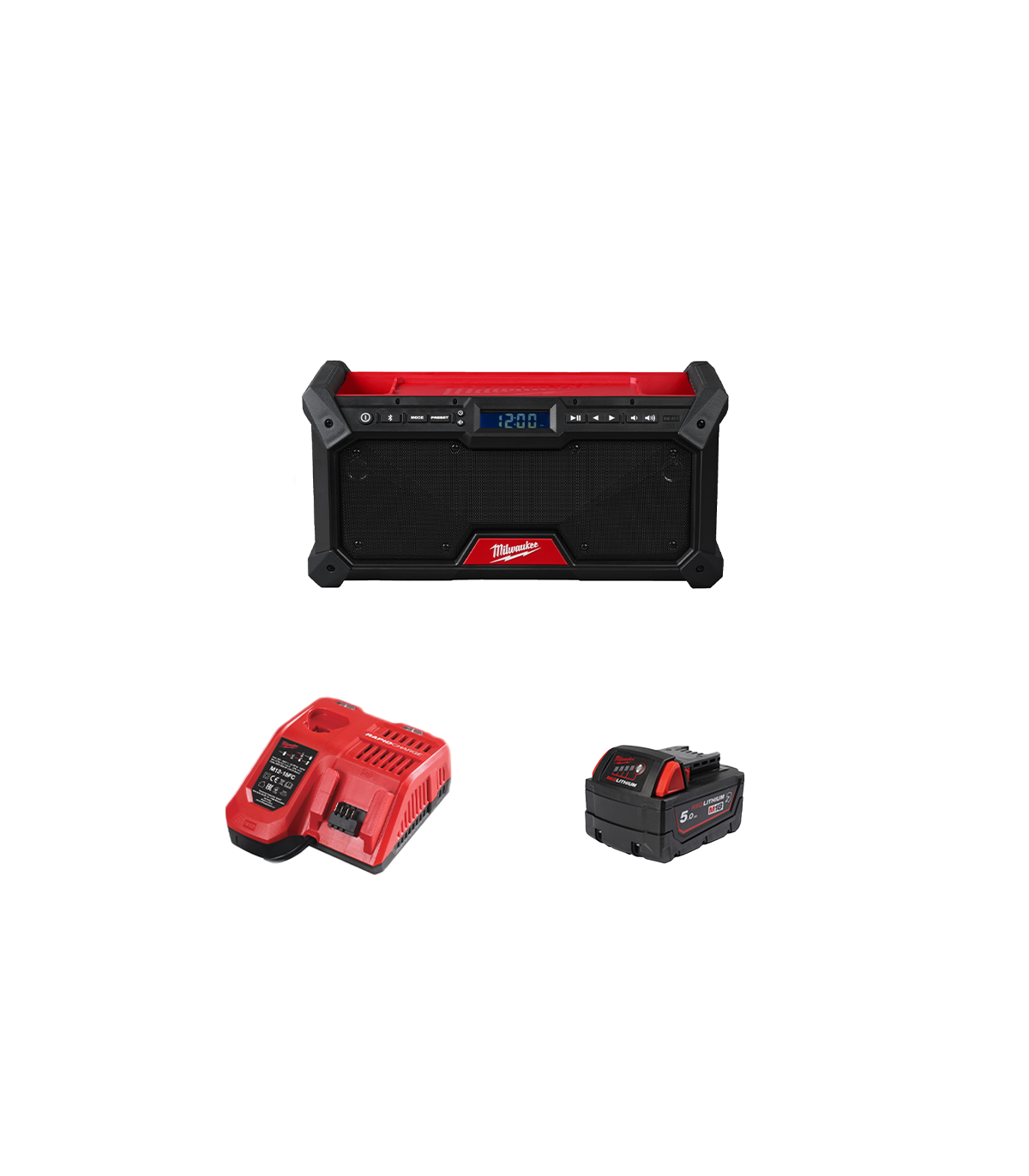 Radio de chantier 18V M18 RADDAB+G2-0 + 1 batterie 18V 5 Ah + chargeur M12-18 FC MILWAUKEE