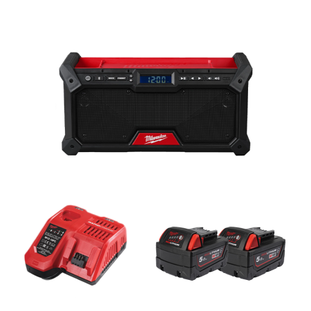 Radio de chantier 18V M18 RADDAB+G2-0 + 2 batteries 18V 5 Ah + chargeur M12-18 FC MILWAUKEE