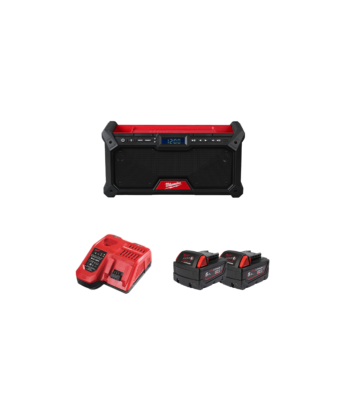 Radio de chantier 18V M18 RADDAB+G2-0 + 2 batteries 18V 5 Ah + chargeur M12-18 FC MILWAUKEE