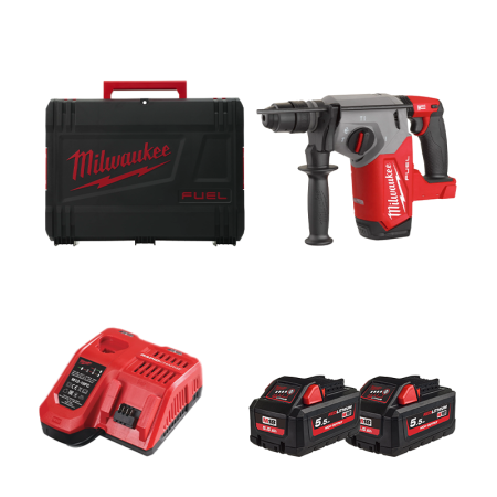 Perforateur SDS-Plus M18 FHX-0X + 2 batteries 18V 5,5 Ah + chargeur M12-18 FC MILWAUKEE