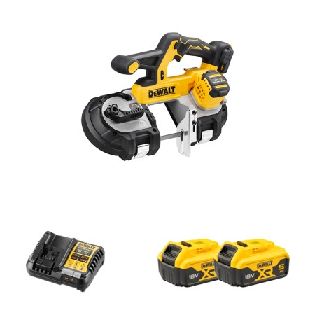 Scie à ruban 18V DCS378N-XJ + 2 batteries 18V 5 Ah + 1 chargeur DCB1104-QW DEWALT