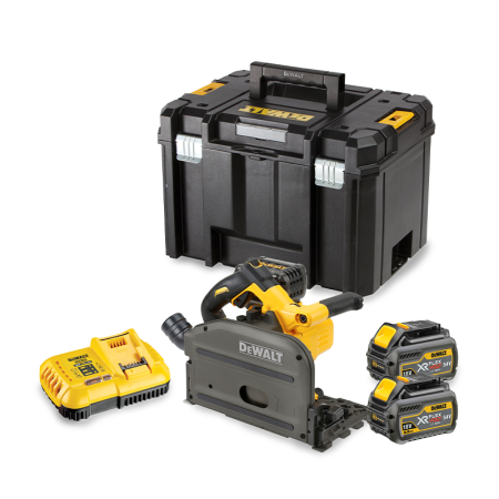 Scie plongeante Ø165 mm 54V DCS520NT-XJ + 2 batteries 18/54V 6-2Ah + 1 chargeur DCB118-QW DEWALT