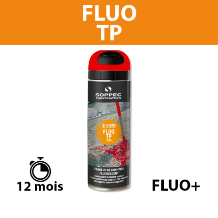 Traceur de chantier Fluo TP Rouge 650ml SOPPEC