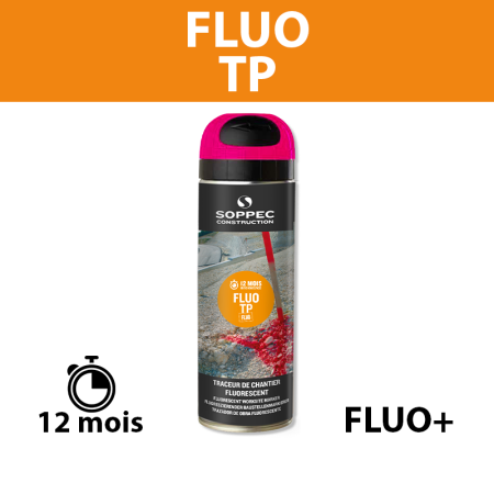 Traceur de chantier Fluo TP Cerise 650ml SOPPEC