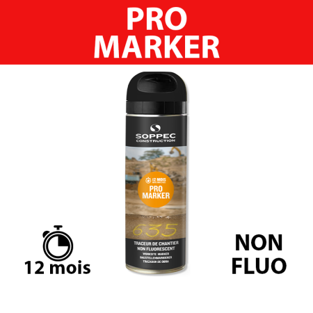 Traceur de chantier non fluorescent Pro Marker Noir 650ml SOPPEC