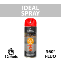 Traceur de chantier fluorescent 360° IDEAL SPRAY Rouge SOPPEC