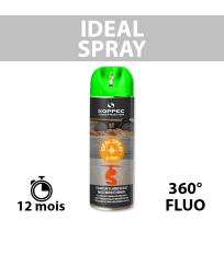 Traceur de chantier fluorescent 360° IDEAL SPRAY Vert SOPPEC