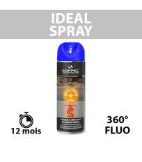 Traceur de chantier fluorescent 360° IDEAL SPRAY Bleu SOPPEC