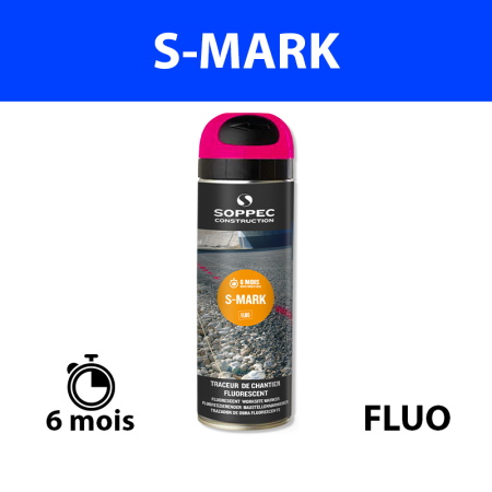 Traceur de chantier fluorescent S MARK Rose SOPPEC