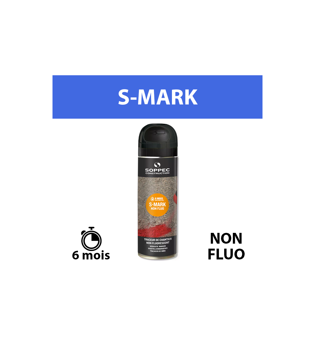 Traceur de chantier non fluorescent S MARK Noir SOPPEC