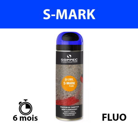 Traceur de chantier fluorescent S MARK Bleu SOPPEC