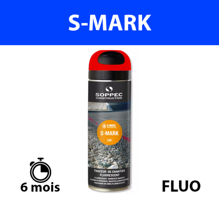Traceur de chantier fluorescent S MARK Rouge SOPPEC