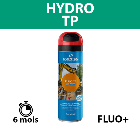 Traceur de chantier à l'eau très fluorescent FLUO TP HYDRO Rouge SOPPEC