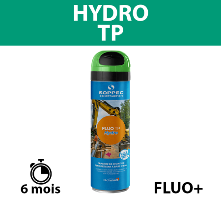 Traceur de chantier à l'eau très fluorescent FLUO TP HYDRO Vert SOPPEC