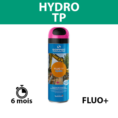 Traceur de chantier à l'eau très fluorescent FLUO TP HYDRO Cerise SOPPEC