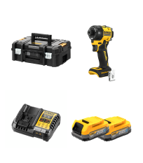 Visseuse à chocs hydraulique 18V DCF870NT-XJ + 2 batteries 18V 1,7 Ah PowerStack + 1 Chargeur DCB1104-QW DEWALT