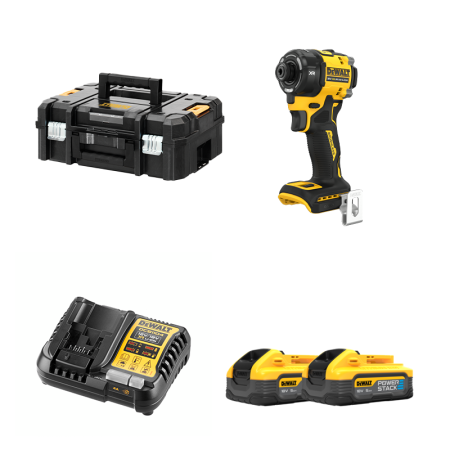 Visseuse à chocs hydraulique 18V DCF870NT-XJ + 2 batteries 18V 5 Ah PowerStack + 1 Chargeur DCB1104-QW DEWALT