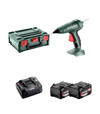 Pistolet à colle sans fil 18V HK 18 LTX 20 + 2 batteries 18V 5,2 Ah + Chargeur rapide ASC 145 METABO