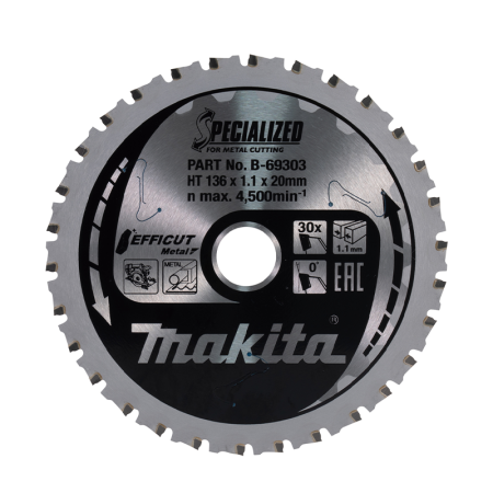 Lame carbure de scie circulaire "Specialized'' Métal Ø136 mm MAKITA