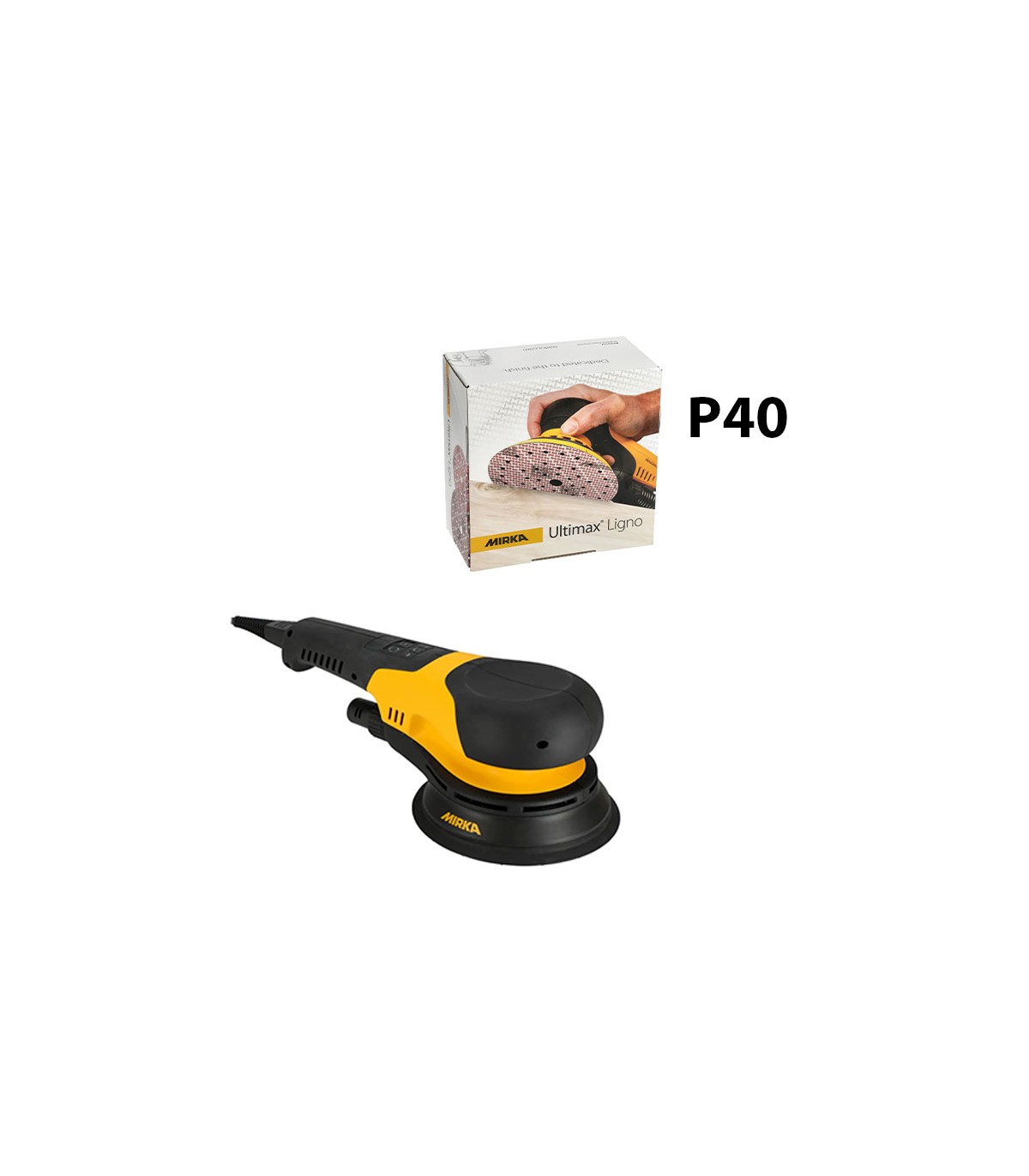 Ponceuse rotative Ø150mm DEROS RS 600 en coffret + 50 abrasifs Ultimax Ligno Ø150 P40 MIRKA
