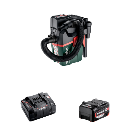 Aspirateur 18V AS 18 L PC Compact + 1 batterie 18V 5,2 Ah + Chargeur rapide ASC 145 METABO