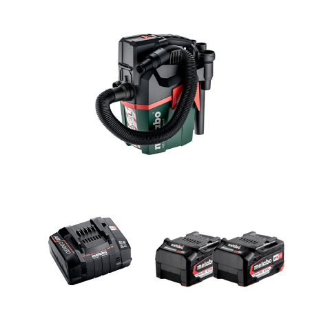 Aspirateur 18V AS 18 L PC Compact + 2 batteries 18V 5,2 Ah + Chargeur rapide ASC 145 METABO