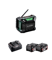 Radio de chantier 12/18V R 12-18 DAB+ BT + 2 batteries 18V 5,2 Ah + Chargeur rapide ASC 145 METABO