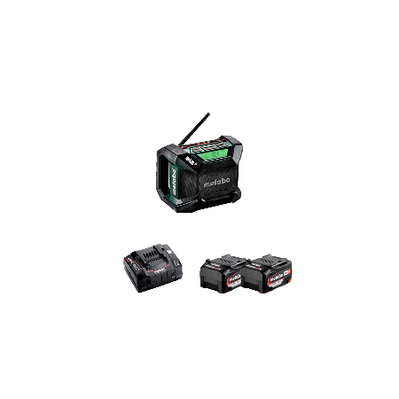 Radio de chantier 12/18V R 12-18 DAB+ BT + 2 batteries 18V 5,2 Ah + Chargeur rapide ASC 145 METABO