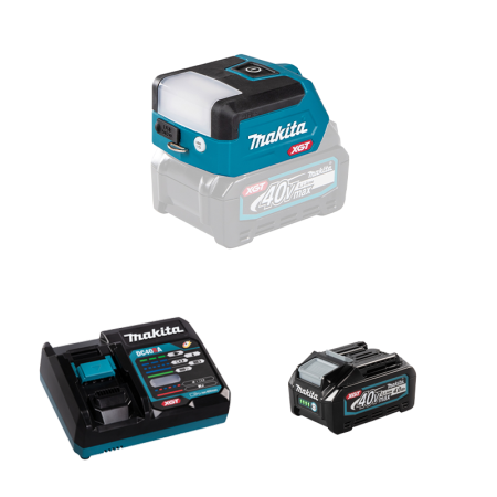Lampe sur batterie 40V 300lx DEAML011G + 1 batterie 40V 4 Ah + chargeur rapide DC40RA MAKITA