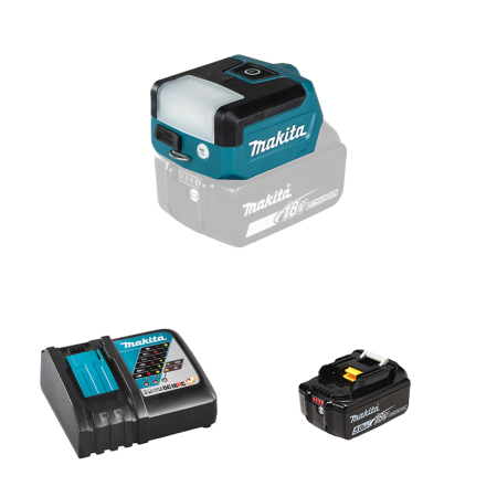Lampe sur batterie 14,4/18V 300 lx DEADML817 + 1 batterie BL1850B 18V 5 Ah + chargeur rapide DC18RC MAKITA