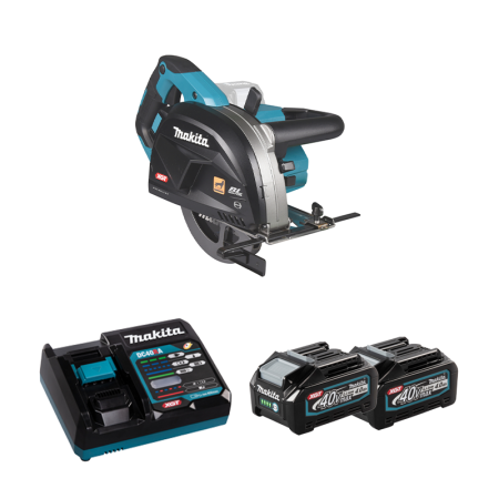 Scie circulaire à métaux 40V Ø185 mm CS002GZ + 2 batteries 40V 4 Ah + chargeur rapide DC40RA MAKITA