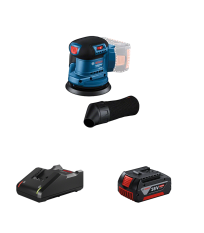 Ponceuse excentrique Ø125 mm GEX 185-LI + 1 batterie GBA 18V 4 Ah + Chargeur GAL 18V-40 BOSCH